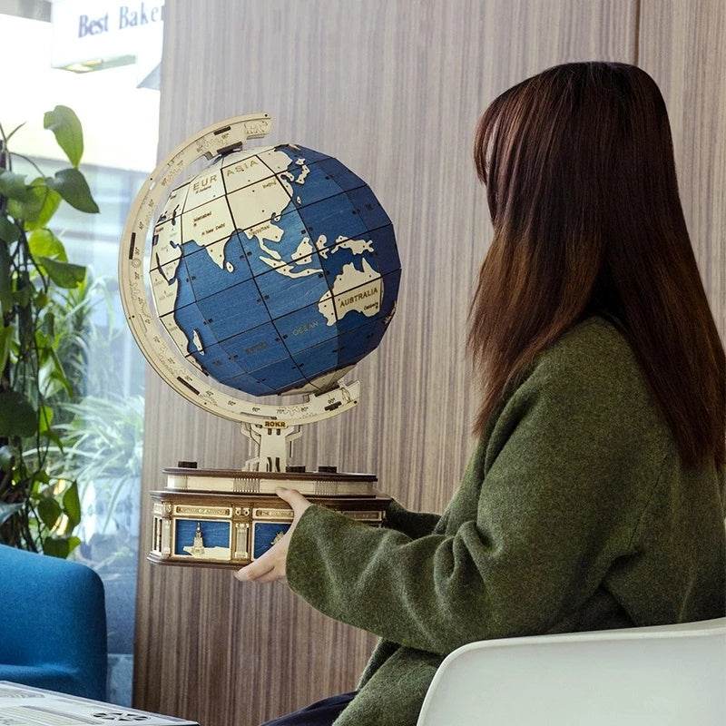 Robotime Globe Earth 567pcs 3D Wooden Puzzle Games Ocean Map Ball Assemble Model Toys Xms Gift for Children Boys Dropshipping - Here2Save