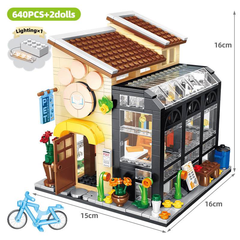 Street View Building Florist Coffee Shop Granular Pieced Blocks Toys - Here2Save