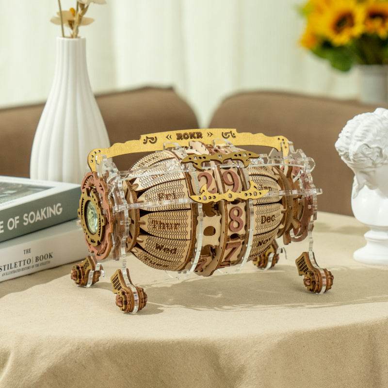 Robotime ROKR Time Engine Calendar 3d Wooden Puzzle Model Toys for Children Kids LC801 - Here2Save