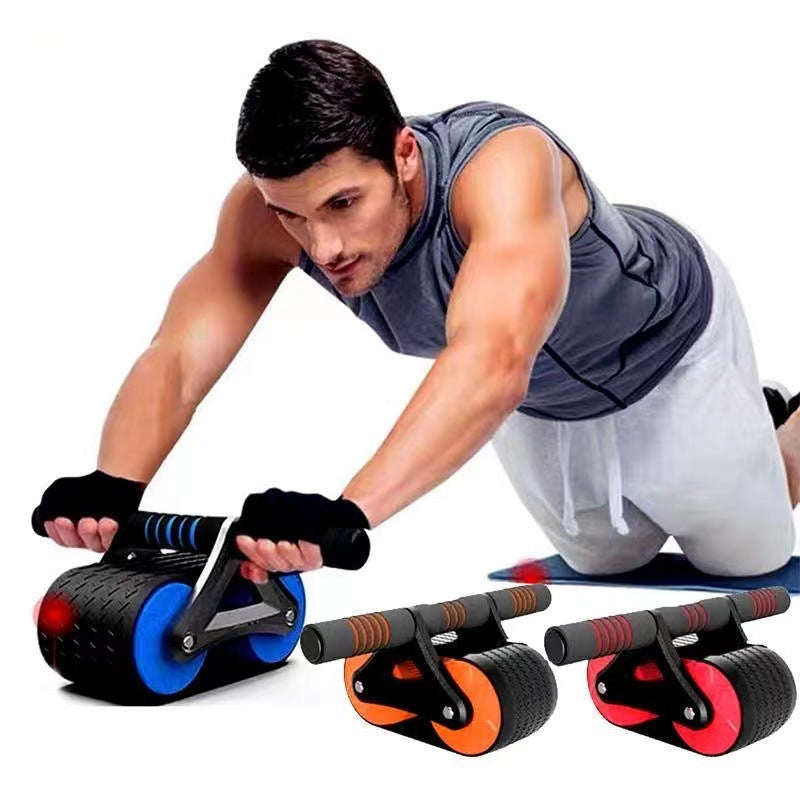 Double Wheel Abdominal Exerciser Women Men Automatic Rebound Ab Wheel Roller Waist Trainer Gym Sports Home Exercise Devices - Here2Save