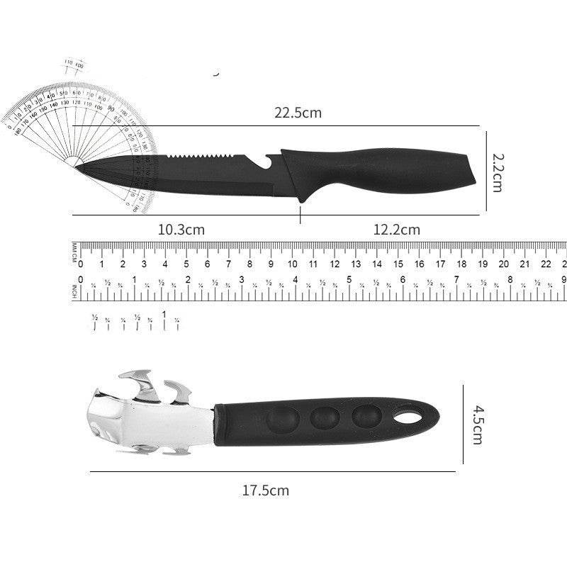 Steel Black Blade Five-piece Set Kitchen Knife Fruit Knife With Omelette Maker Peeling set - Here2Save
