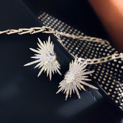 Silver Needle Luxury Net Red Tide Zircon Stud Earrings Atmospheric Fashion - Here2Save