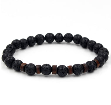 Personality Men's Black Volcanic Stone Bracelet - Here2Save