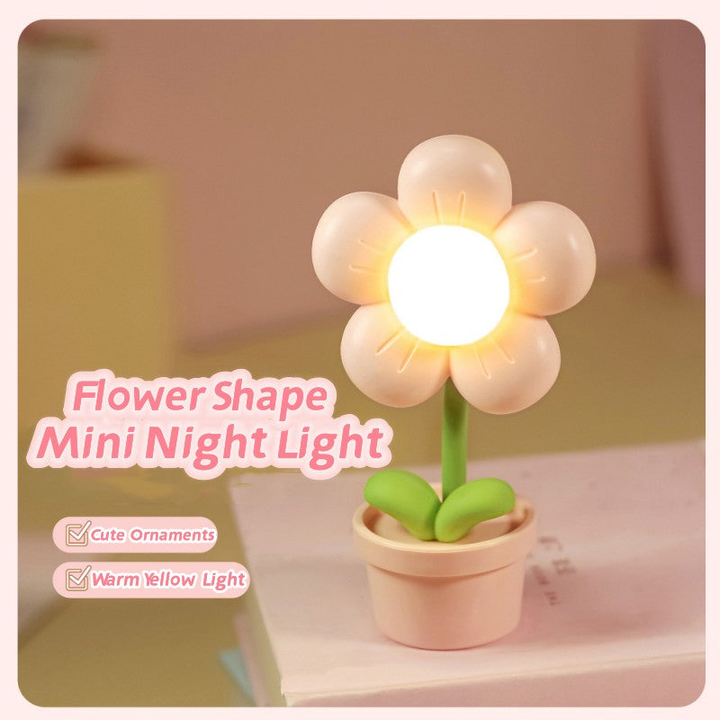 Mini lámpara de noche pequeña de flores, ambiente bonito, mesita de noche, decoración creativa para el hogar, luces ambientales para dormitorio