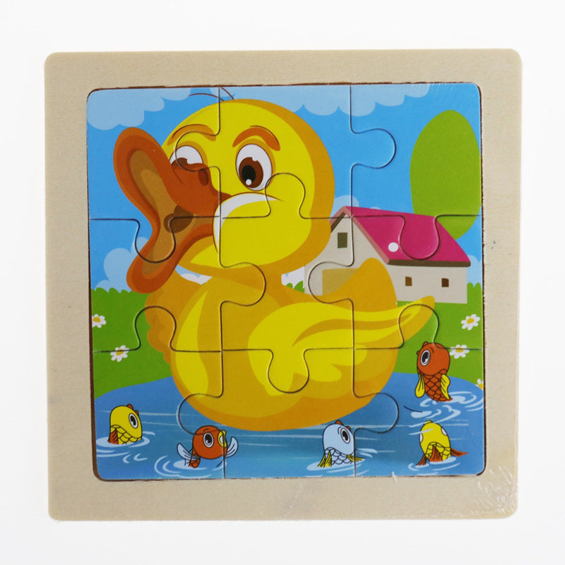 Children cartoon 3D puzzle 9 pieces puzzle animal wooden