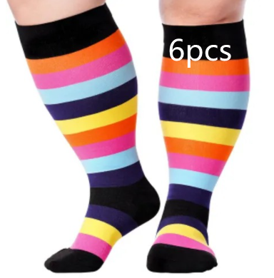 Plus Size Compression Socks Men's And Women's Pressure Socks High Elasticity Fat Socks Sports Fitness Printing Running Socks - Here2Save