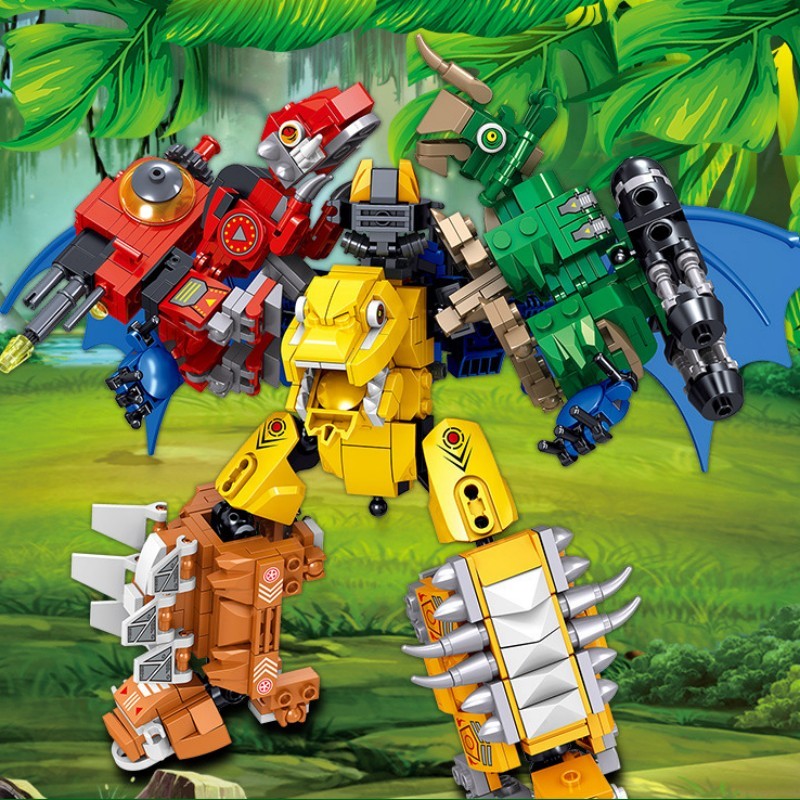 Dinosaur Building Blocks Assembled Toy Model Morphing Robot Puzzle Children's Boy Gift