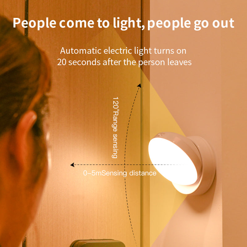 Rotating Human Body Sensor Light Corridor Garage Light Wardrobe Light Motion Sensor Night Light - Here2Save