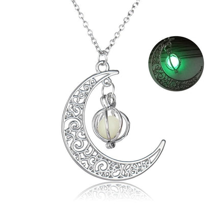 Fashion Moon Natural Glowing Stone Healing Necklace Women Gift Charm Luminous Pendant Necklace Jewelry - Here2Save