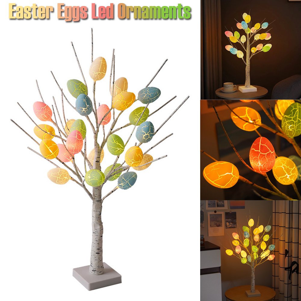 Easter Decoration 60cm Birch Tree Home Easter Egg LED Light Gift Spring Party Tabletop Ornaments Light Easter Party Kids Gifts - Here2Save