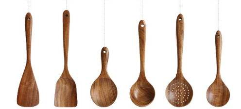 Thailand Teak Natural Wood Tableware Spoon Ladle Turner Long Rice Colander Soup Skimmer Cooking Spoons Scoop Kitchen Tool Set - Here2Save