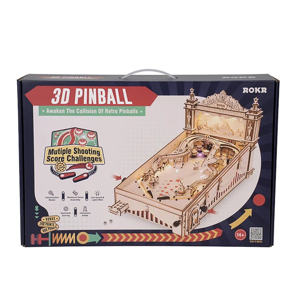 Robotime ROKR DIY máquina de Pinball rompecabezas de madera 3D divertido juego de mesa EG01