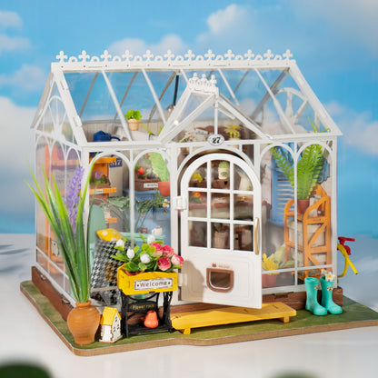 Casa en miniatura de flores Rolife Mengyu, juguetes de construcción DIY con luz LED para regalos