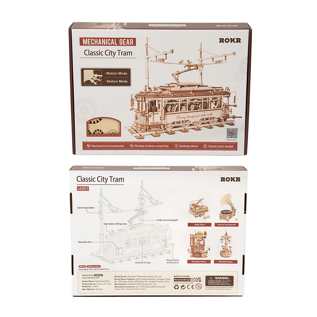 Rokr Classic City Tram 3D rompecabezas de madera LK801 juguetes de construcción rompecabezas para regalo de Navidad