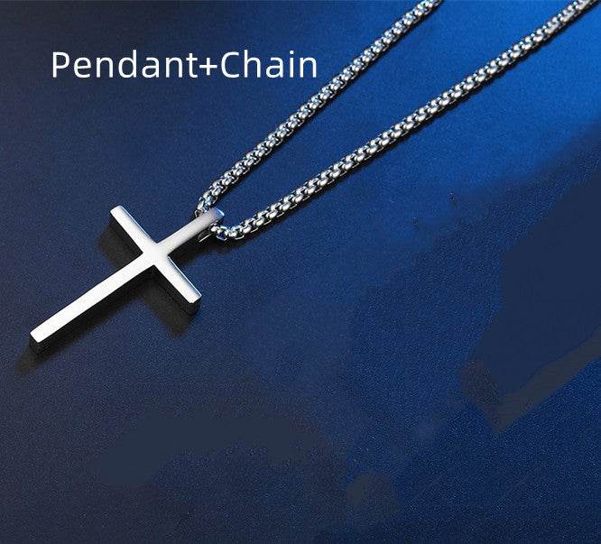 Smooth Simple Titanium Cross Pendant Male And Female Personality Necklace - Here2Save