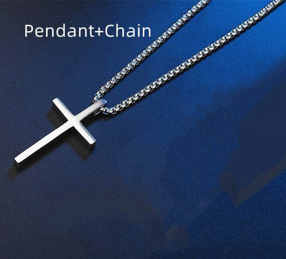 Smooth Simple Titanium Cross Pendant Male And Female Personality Necklace - Here2Save