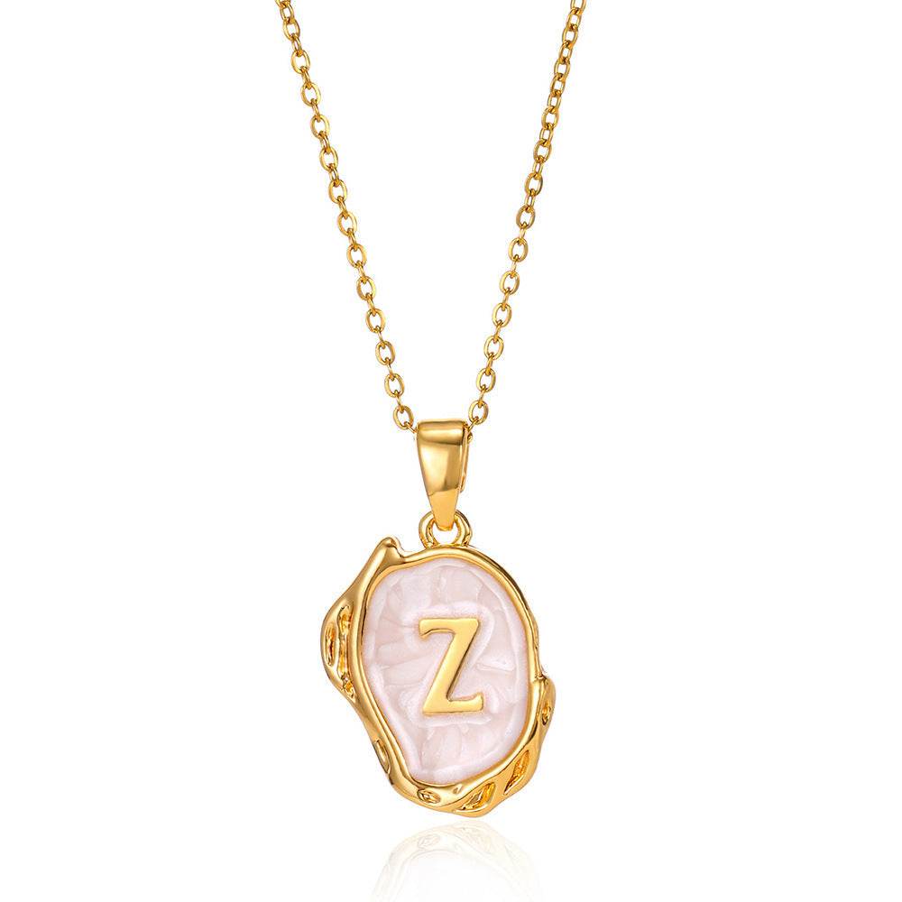 Simple 26 Letters Drop Oil Three-dimensional Necklace - Here2Save