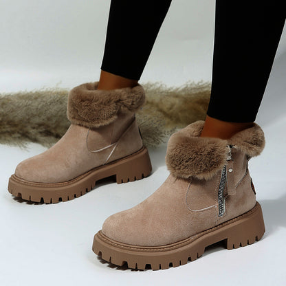 Botas de nieve de felpa gruesas para mujer, zapatos de invierno antideslizantes de gamuza sintética