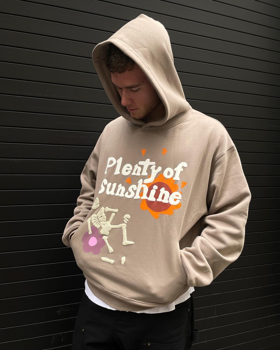 Sudadera con capucha con estampado de calavera de Halloween, sudadera con capucha y estampado de letras de espuma de grafiti, abrigo, sudadera de manga larga