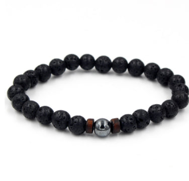 Personality Men's Black Volcanic Stone Bracelet - Here2Save