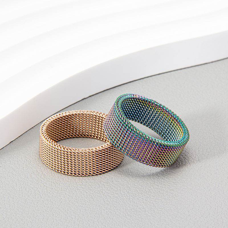 Titanium Steel Woven Mesh Deformation Ring - Here2Save