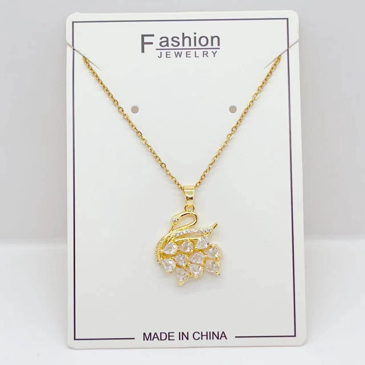 Titanium Steel Micro-inlaid Zirconium Shiny Swan Necklace - Here2Save