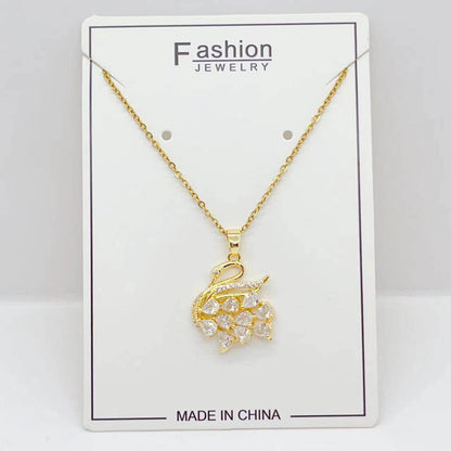 Titanium Steel Micro-inlaid Zirconium Shiny Swan Necklace - Here2Save