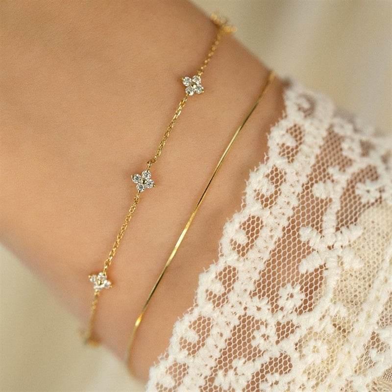 Female S925 Silver Plated 18K Gold Zircon Bracelet - Here2Save