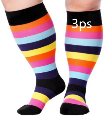 Plus Size Compression Socks Men's And Women's Pressure Socks High Elasticity Fat Socks Sports Fitness Printing Running Socks - Here2Save