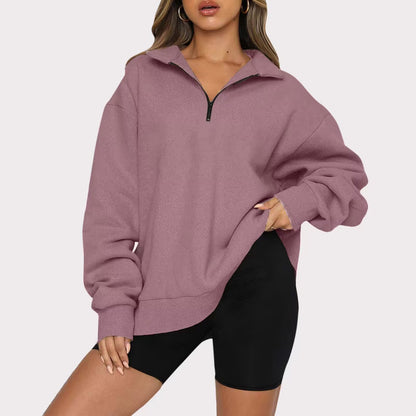 Sudaderas de mujer con cremallera y cuello vuelto, camisetas informales holgadas, ropa