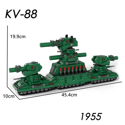 Compatible Building Blocks MOC Restore World Of Tanks KV99KV-44 Model Piecing  Boy Birthday Gift