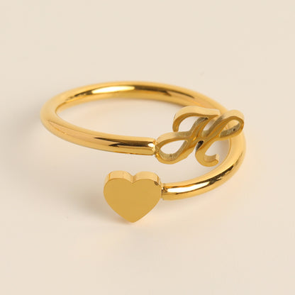 Anillo de cola de amor tridimensional con letras 26