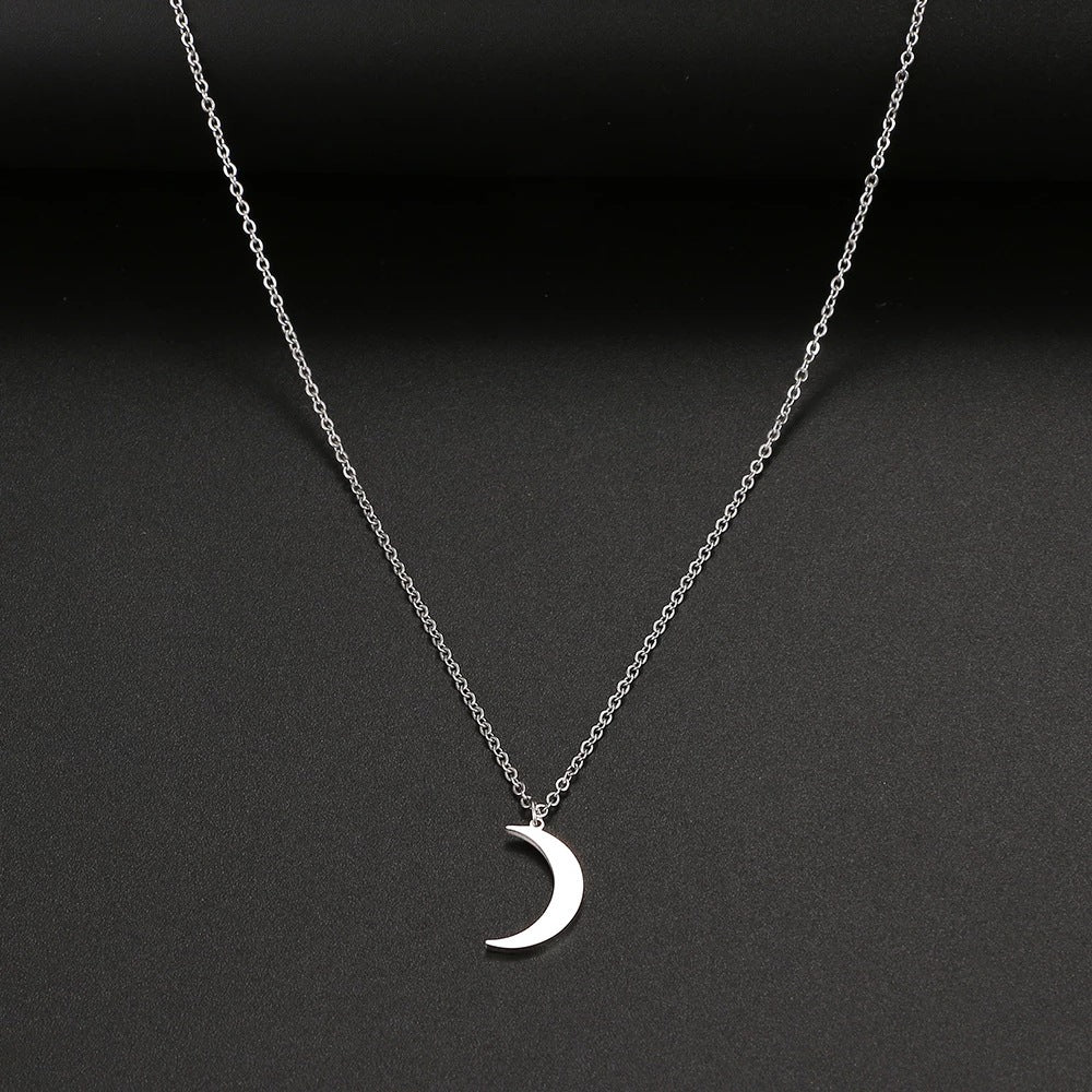 Women's Fashion Simple Stainless Steel Moon Pendant Necklace