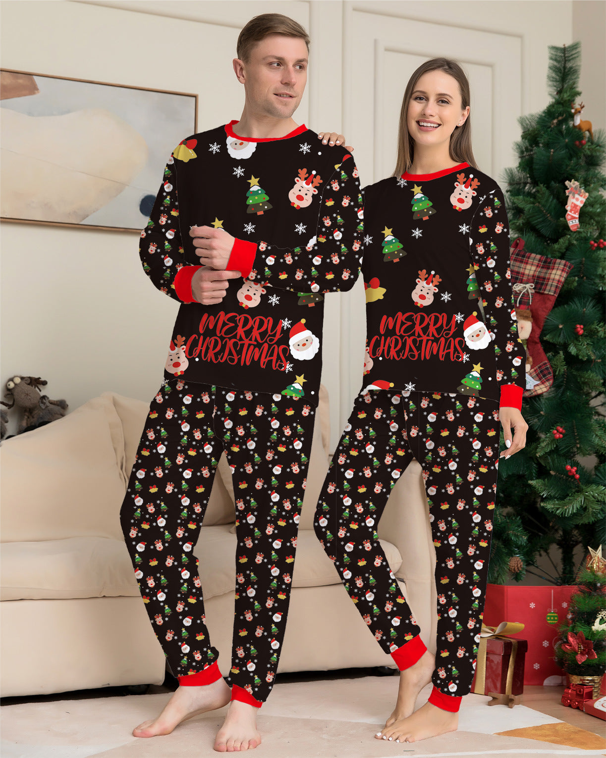 Conjunto de pijamas navideños familiares, pijamas navideños para familia, pijamas navideños, ropa de dormir navideña