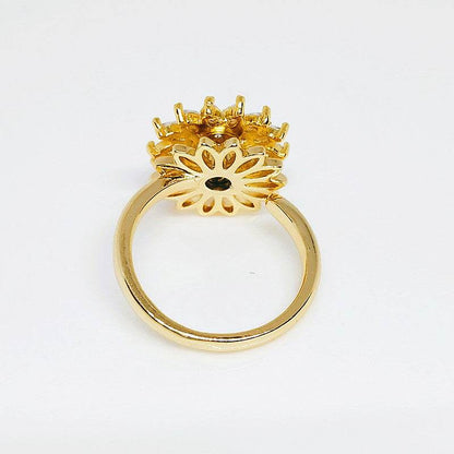 Rotating SUNFLOWER Full Diamond Sunflower Ring - Here2Save