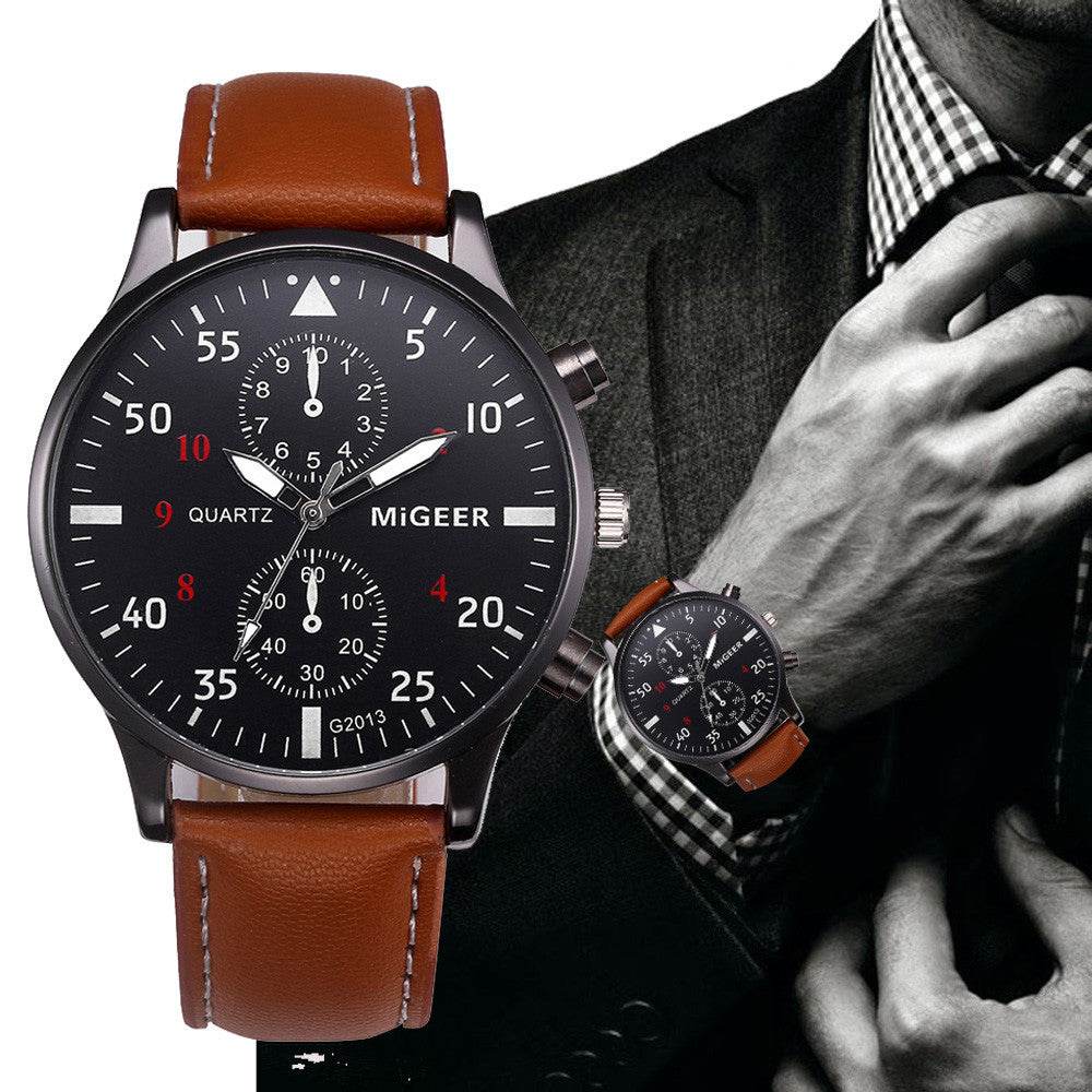 Retro Design Leather Band Watches Men Top Brand Relogio Masculino NEW Mens Sports Clock Analog Quartz Wrist Watches - Here2Save
