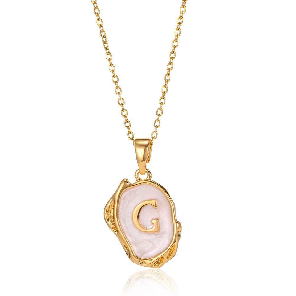 Simple 26 Letters Drop Oil Three-dimensional Necklace - Here2Save