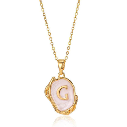Simple 26 Letters Drop Oil Three-dimensional Necklace - Here2Save