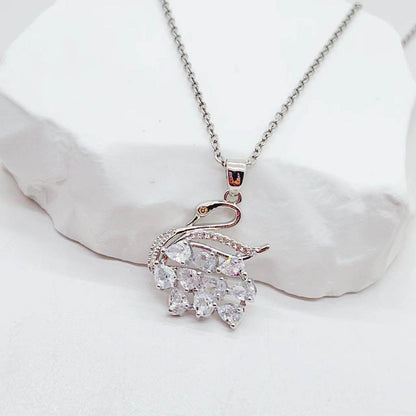 Titanium Steel Micro-inlaid Zirconium Shiny Swan Necklace - Here2Save