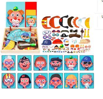 Montessori Magnetic Fun Puzzle Children's Wooden Puzzle Box Game Cartoon Educational Painting Toys For Children Gift Antistress