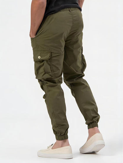 Pantalones cargo para hombre con bolsillos tridimensionales Pantalones casuales de color sólido