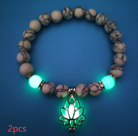 Energy Luminous Lotus Natural Stone Bracelet Yoga Healing Luminous Glow In The Dark Charm Beads Bracelet For Men Women Prayer Buddhism - Here2Save