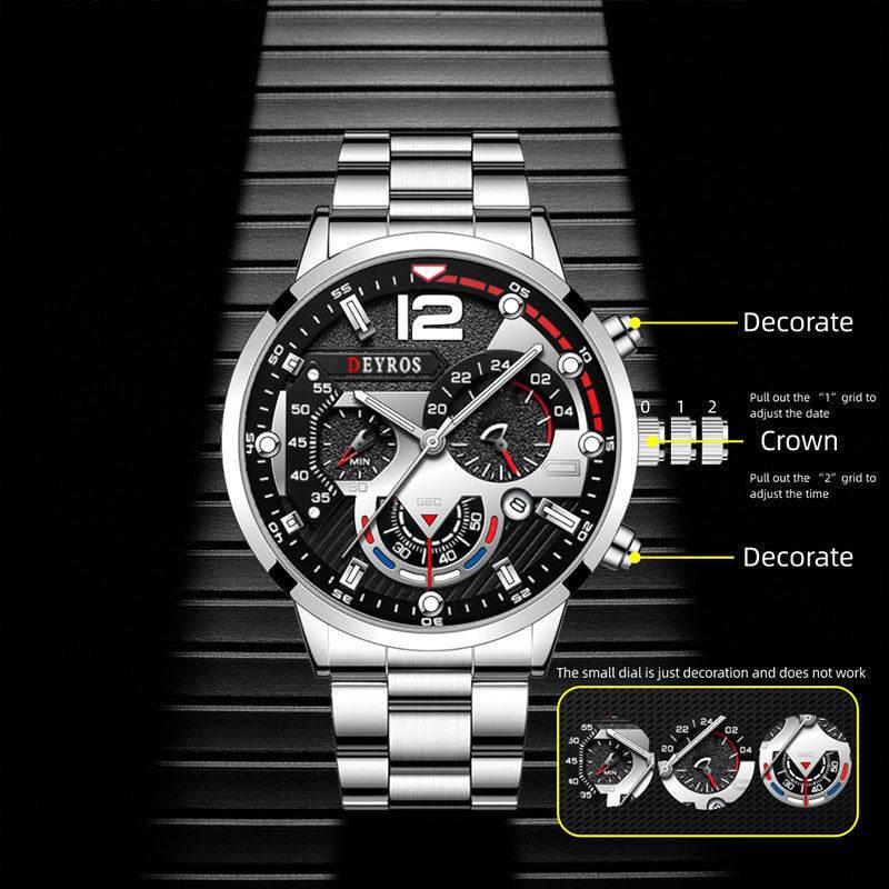 Men's Fashion Casual Six-pin Steel Belt Watch Quartz Watch - Here2Save