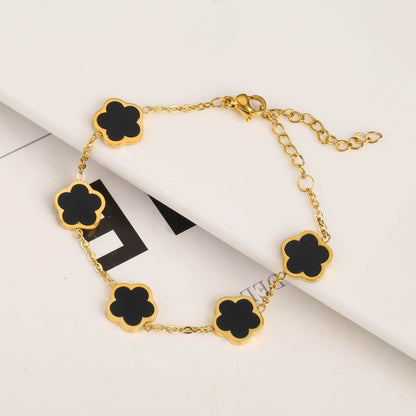 New Stainless Steel Plant Fritillary Five Leaf Petals Earring Bracelet Necklace Jewelry Set Women Cross-border Hot Selling Lot - Here2Save