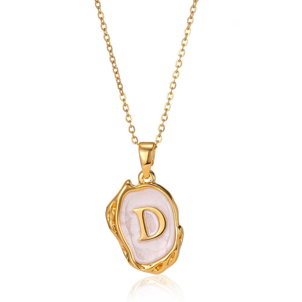 Simple 26 Letters Drop Oil Three-dimensional Necklace - Here2Save