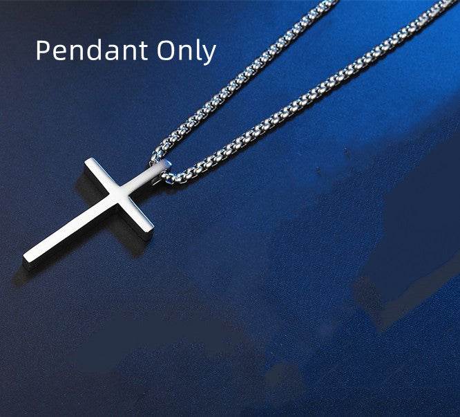 Smooth Simple Titanium Cross Pendant Male And Female Personality Necklace - Here2Save