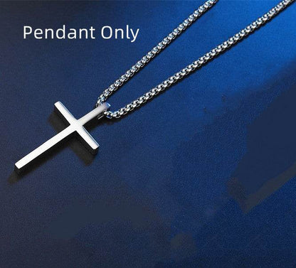 Smooth Simple Titanium Cross Pendant Male And Female Personality Necklace - Here2Save