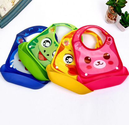 Cartoon baby PVC three-dimensional bib Increase baby bib Waterproof silicone children's dinner pocket