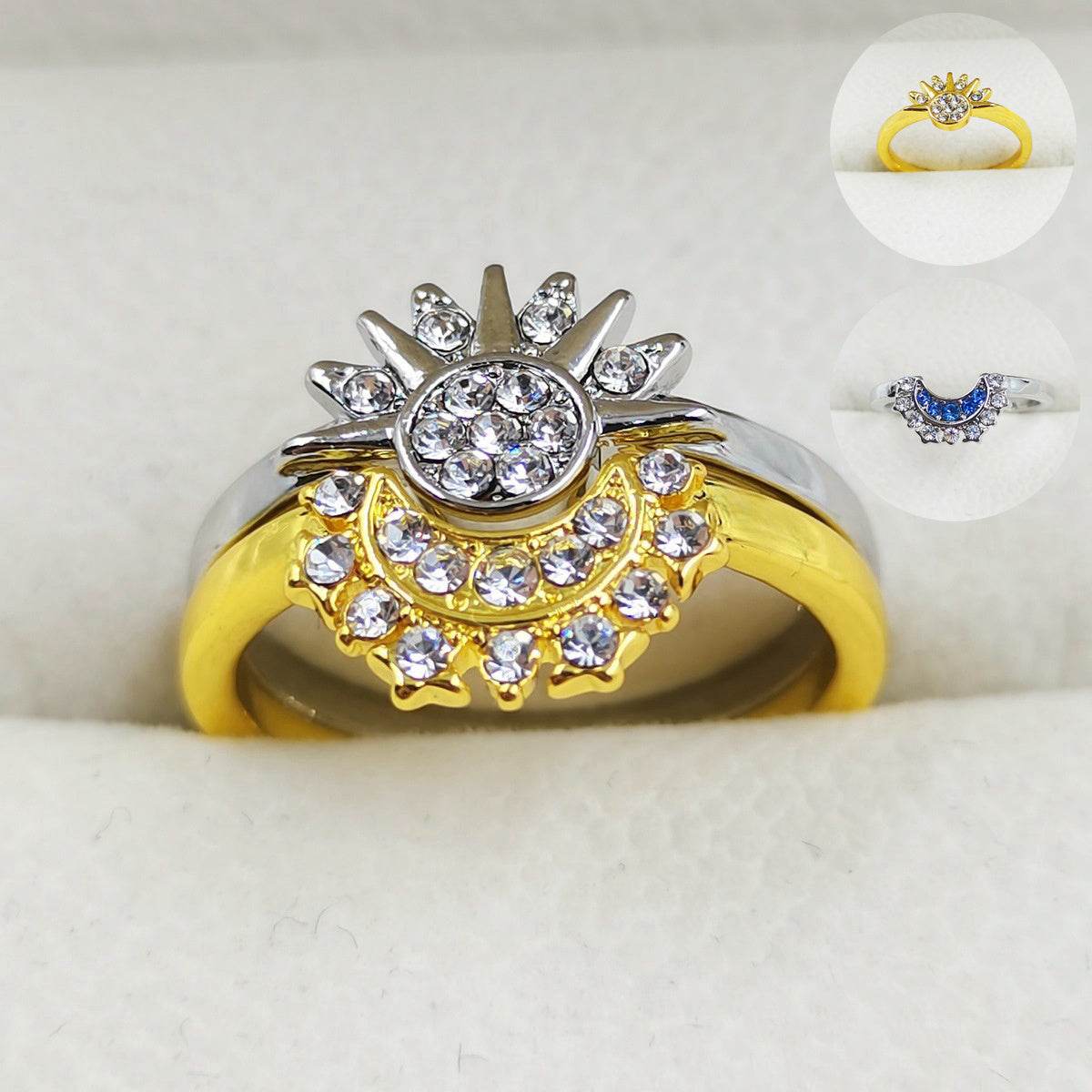 Sun And Moon Rings Couple Rhinestones Ring For Love Valentine's Day Jewelry - Here2Save