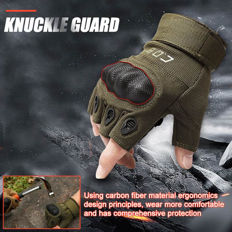 Tactical Gloves Army Military Men Gym Fitness Riding Half Finger Rubber Knuckle Protective Gear Male Tactical Gloves - Here2Save